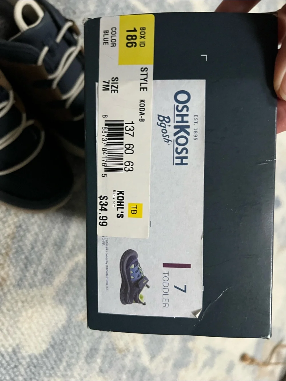 OshKosh B'gosh Navy and Brown Elastic Lace toddler’s Sneakers